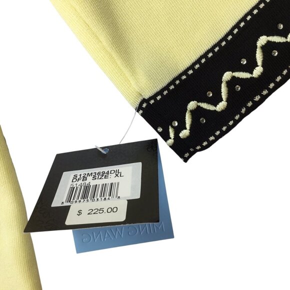 Ming Wang Cardigan Sweater Twin Set NWT Two Piece XL Knit Shell Yellow Black - Picture 8 of 14